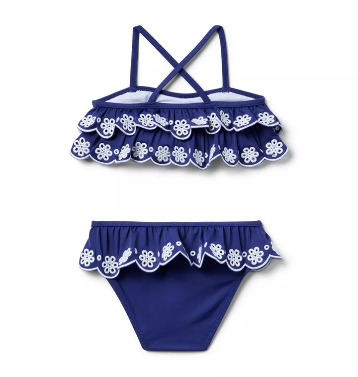 JANIE & JACK NIÑA VESTIDO DE BAÑO EYELET BLUE