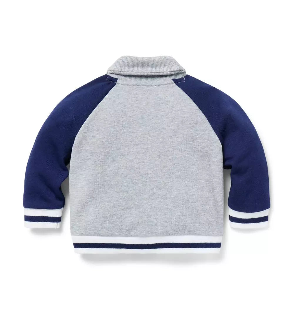 JANIE & JACK BEBE NIÑO ABRIGO SAILBOAT SHAWL COLLAR CARDIGAN NAVY/GREY