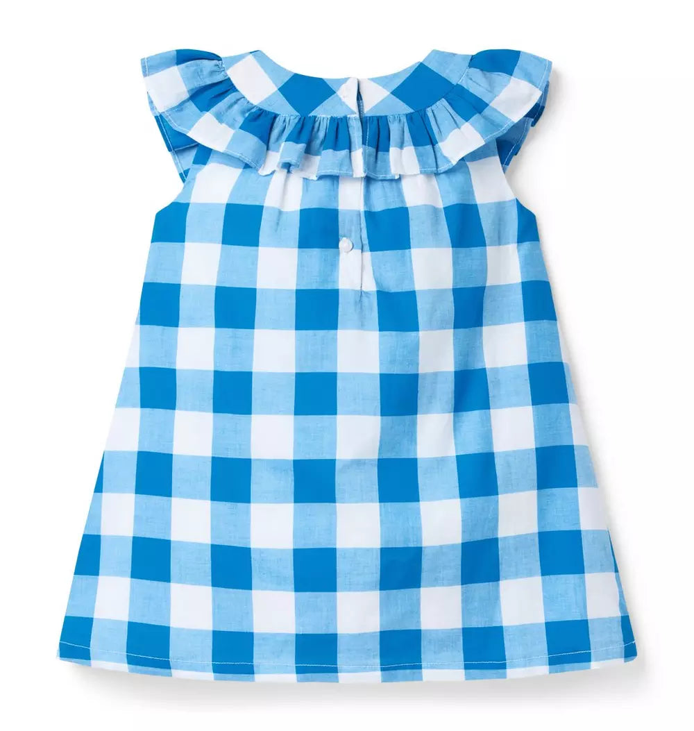 JANIE & JACK NIÑA VESTIDO GINGHAM BLUE