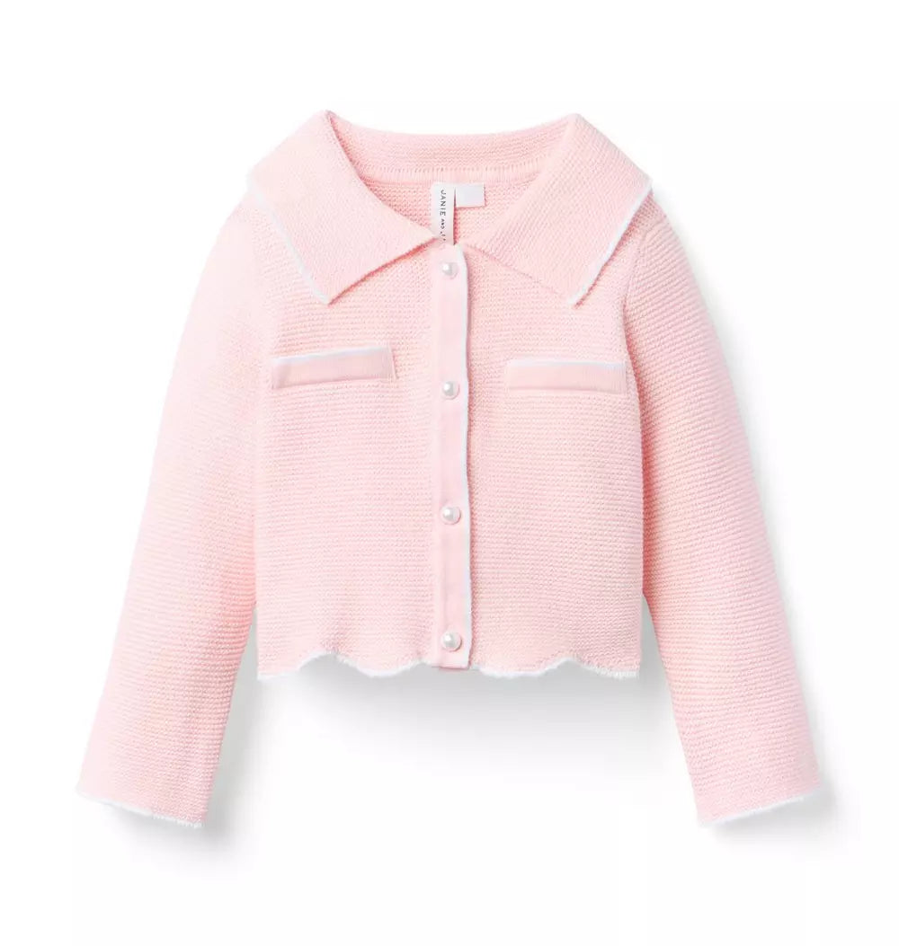 JANIE & JACK NIÑA BLUSA THE SCALLOPED HEM CARDIGAN