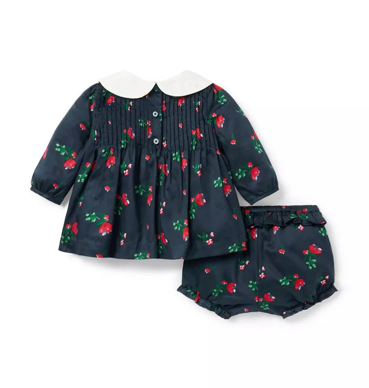 JANIE & JACK BEBE NIÑA CONJ. DE SHORT FLORAL M/L NAVY