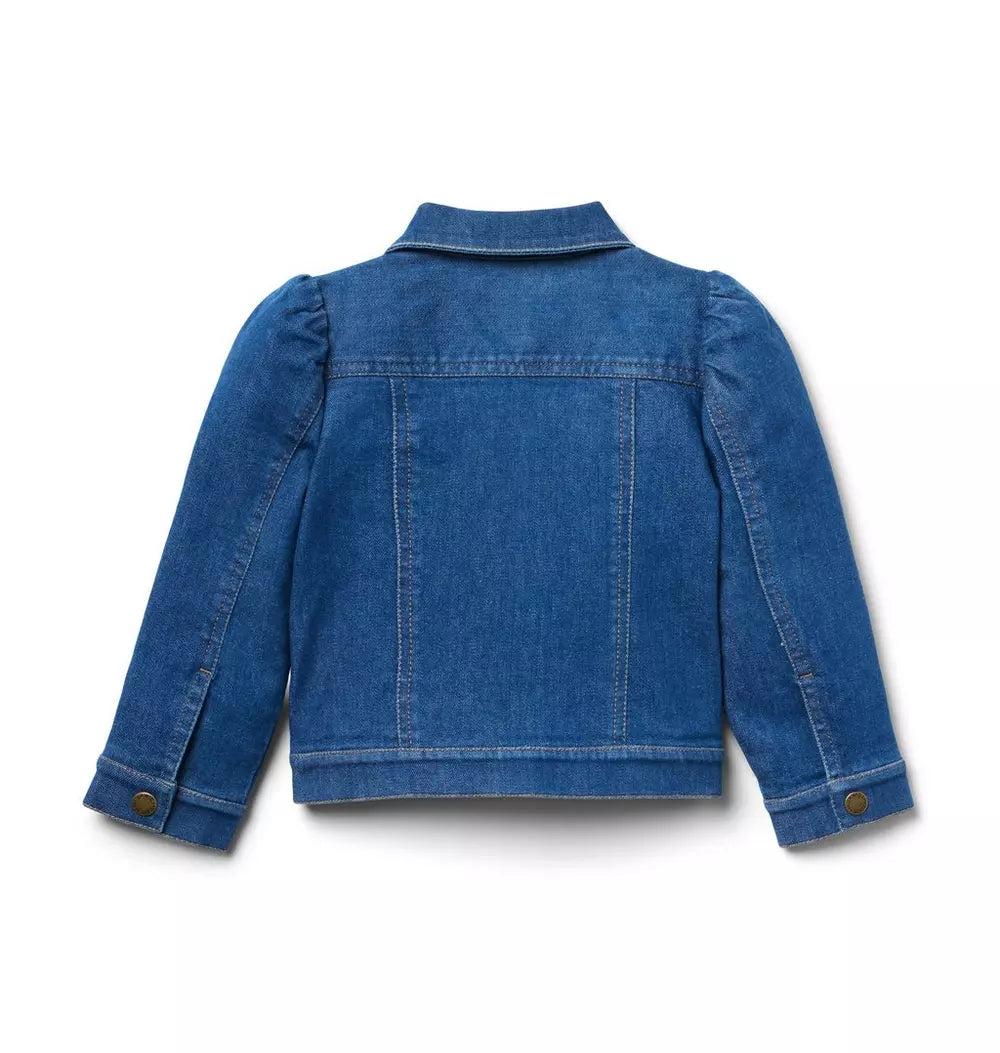 JANIE & JACK NIÑA ABRIGO MEDIUM RUFFLE DENIM