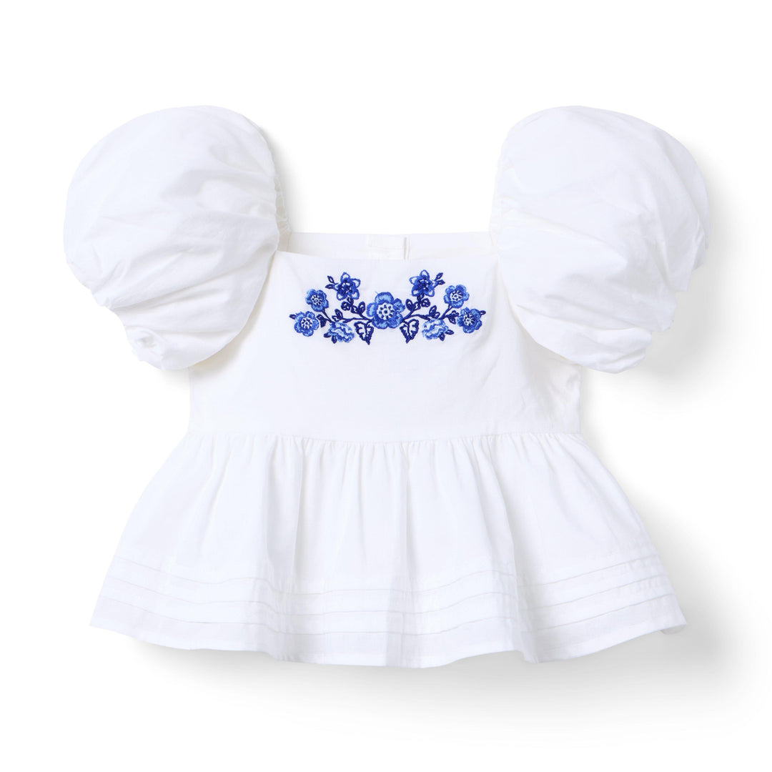 Janie &amp; Jack Blusa Emb Peplum White para Niña