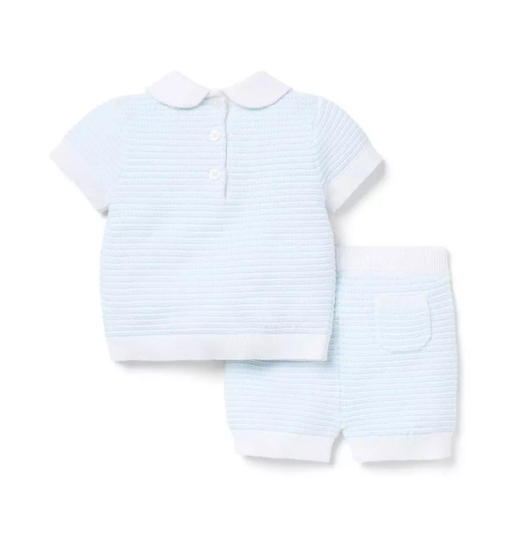 JANIE & JACK BEBE NIÑO CONJ DE SHORT STRIPED SKY BLUE