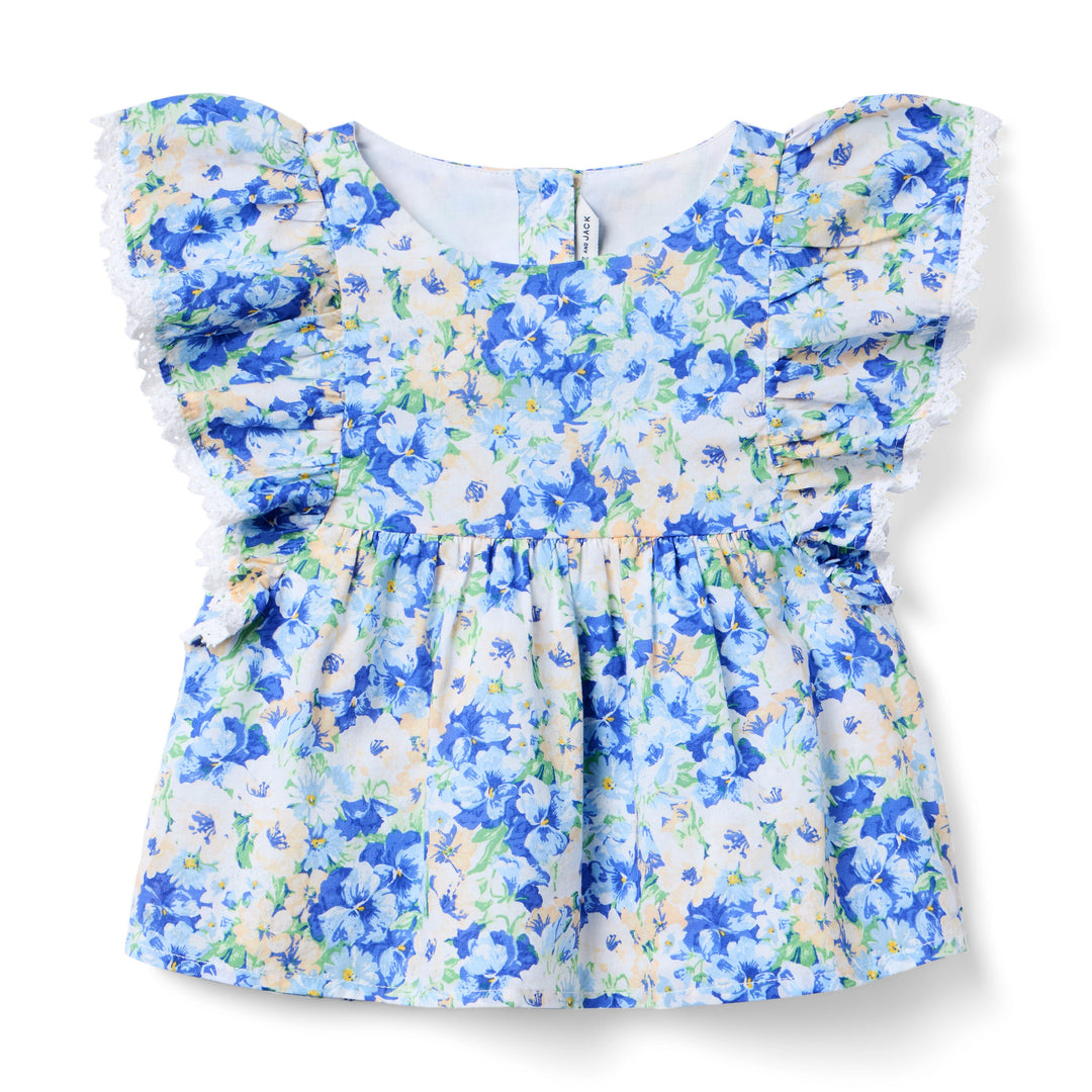 Janie &amp; Jack Blusa Floral Flutter Blue para Niña