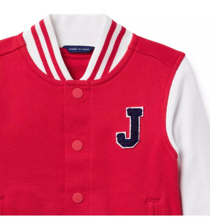 JANIE & JACK NIÑO ABRIGO VARSITY BOMBER RED