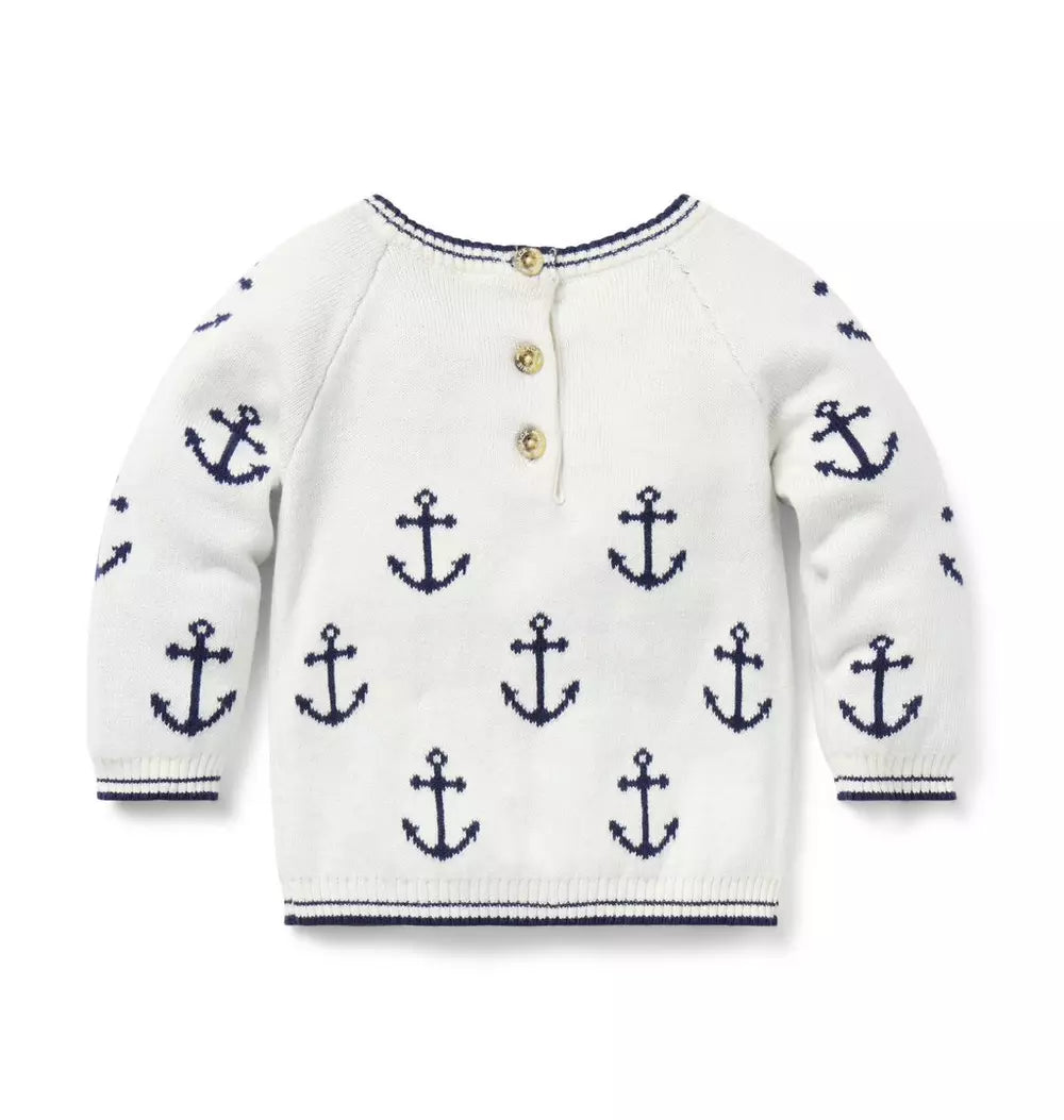 JANIE & JACK BEBE NIÑO TSHIRT ANCHOR WHITE