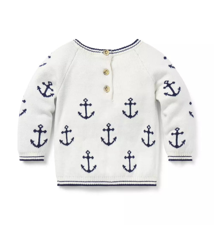 JANIE & JACK BEBE NIÑO TSHIRT ANCHOR WHITE