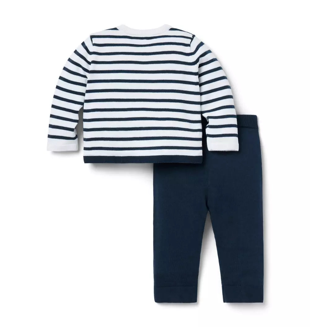 JANIE & JACK BEBE NIÑO CONJ DE PANTALON STRIPED NAVY/WHITE