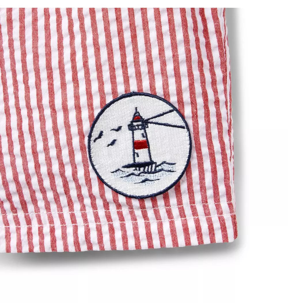 JANIE & JACK NIÑO VEST. BAÑO SHORT RED STRIPE