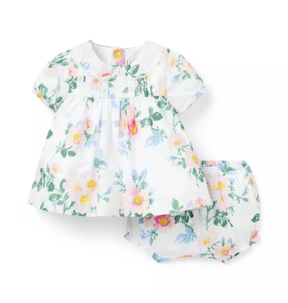 JANIE & JACK BEBE NIÑA CONJ DE SHORT FLORAL WHITE