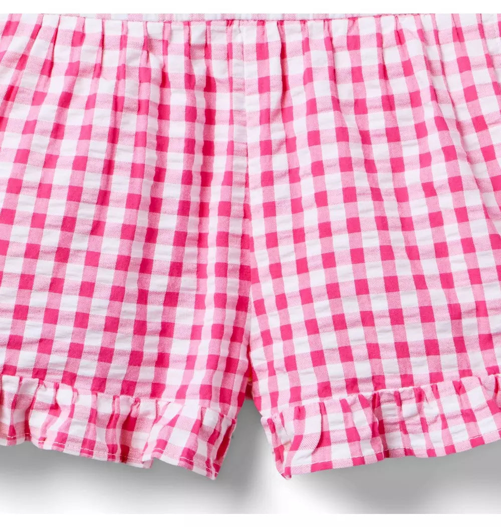 JANIE & JACK NIÑA SHORT GINGHAM PINK