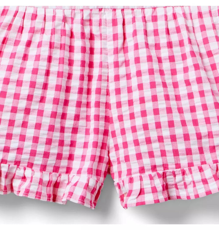 JANIE & JACK NIÑA SHORT GINGHAM PINK