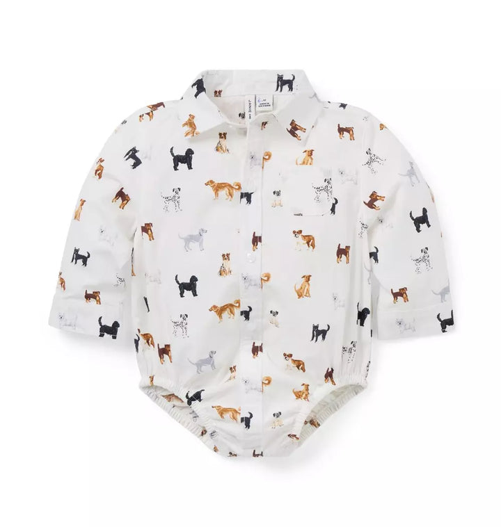 JANIE & JACK BEBE NIÑO BODY DOG ICONS COLLAR M/L WHITE