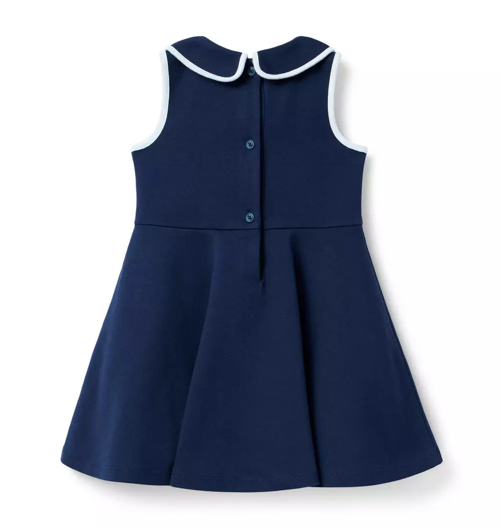 JANIE & JACK NIÑA VESTIDO THE CLASSIC BOW PONTE NAVY BLUE