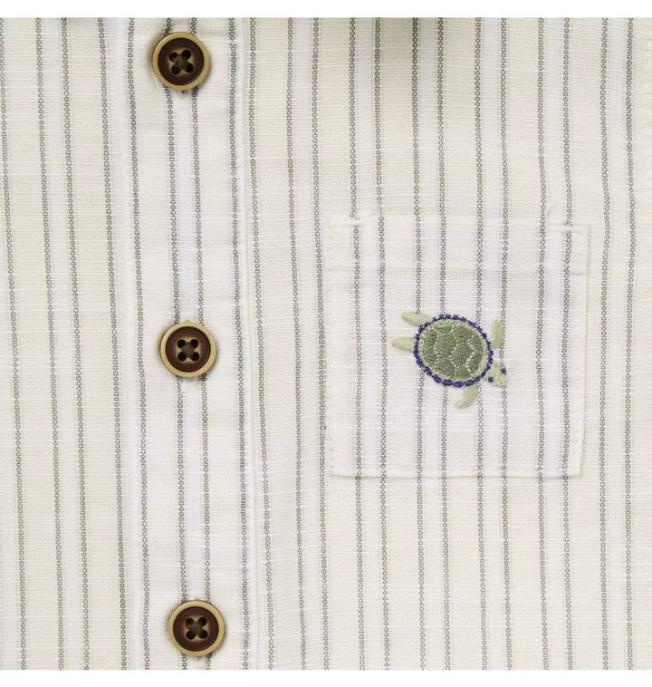 JANIE & JACK BEBE NIÑO ROMPER CREAM GREEN STRIPE TURTLE