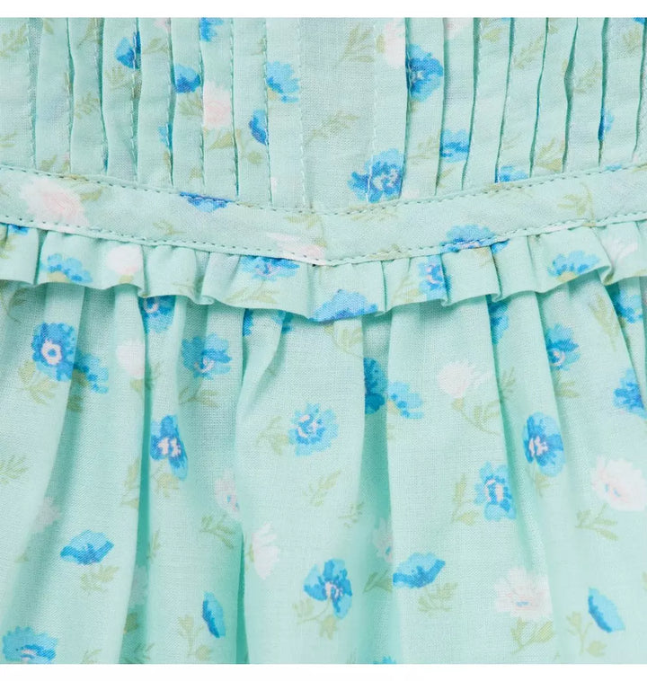 JANIE & JACK BEBE NIÑA VESTIDO BORDER FLORAL PUFF M/C BLUE