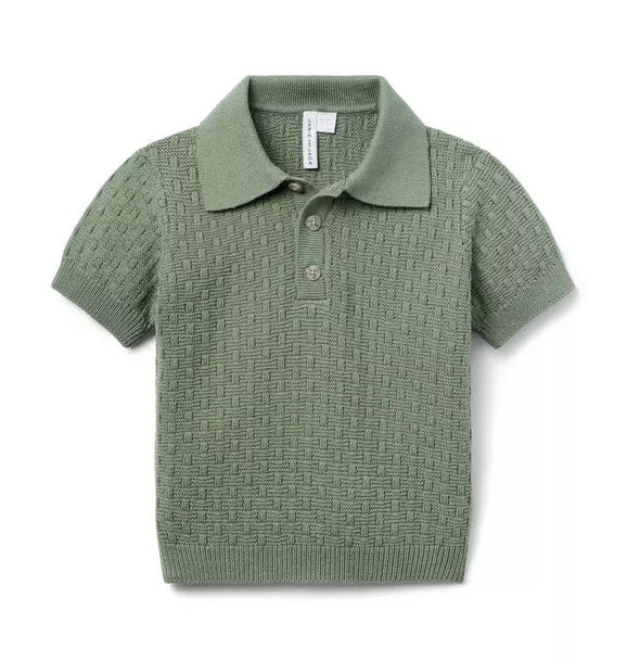 JANIE & JACK NIÑO POLO TEXTURE NOVELTY OLIVE