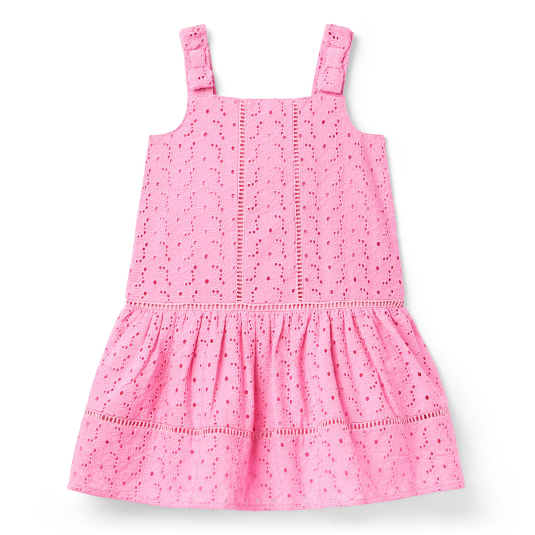 Janie &amp; Jack Vestido Eyelet Pink para Niña