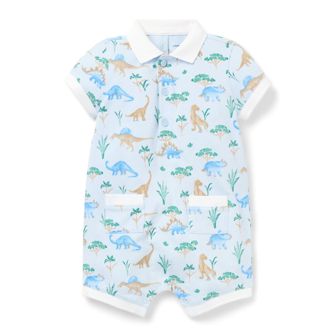 Janie &amp; Jack Romper Dino Blue para Bebé Niño
