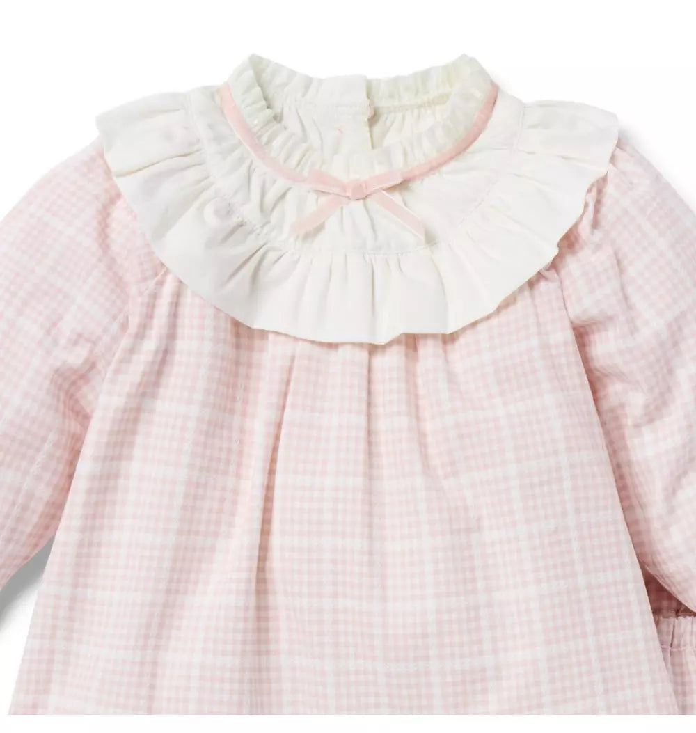 JANIE & JACK BEBE NIÑA CONJ DE SHORT PINK GINGHAM