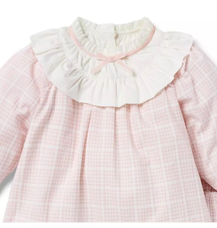 JANIE & JACK BEBE NIÑA CONJ DE SHORT PINK GINGHAM