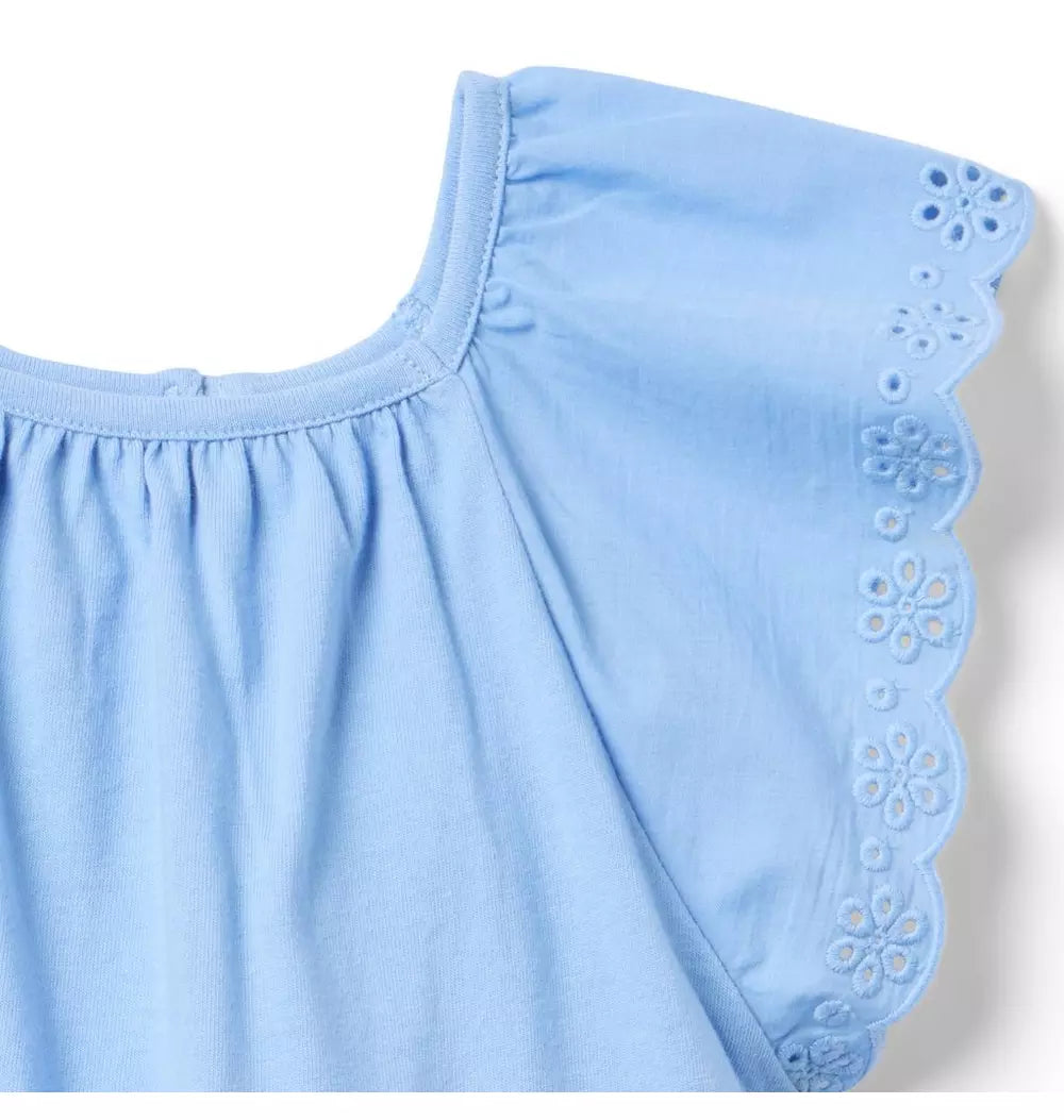 JANIE & JACK NIÑA BLUSA EYELET BLUE