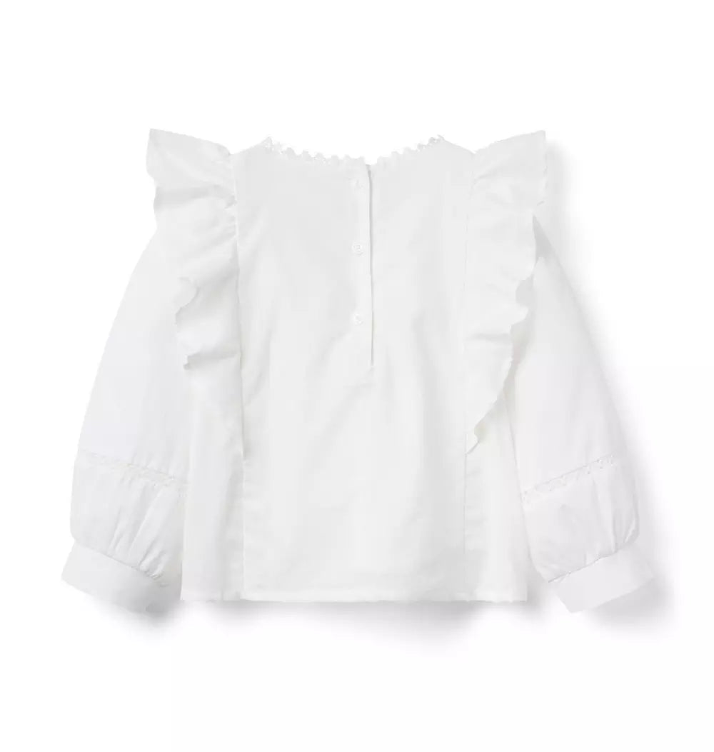 JANIE & JACK NIÑA BLUSA RUFFLE M/L WHITE