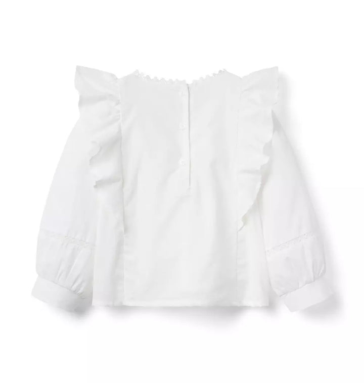 JANIE & JACK NIÑA BLUSA RUFFLE M/L WHITE