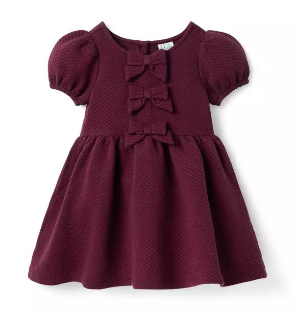 JANIE & JACK NIÑA VESTIDO QUILTED BOW DARK PURPLE
