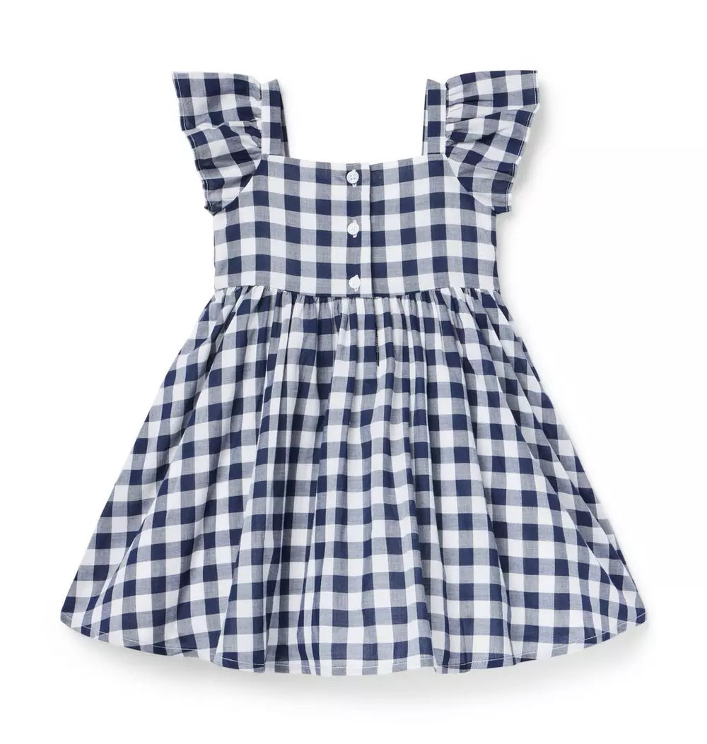 JANIE & JACK NIÑA VESTIDO GINGHAM BOW BLUE