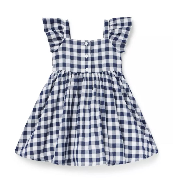 JANIE & JACK NIÑA VESTIDO GINGHAM BOW BLUE