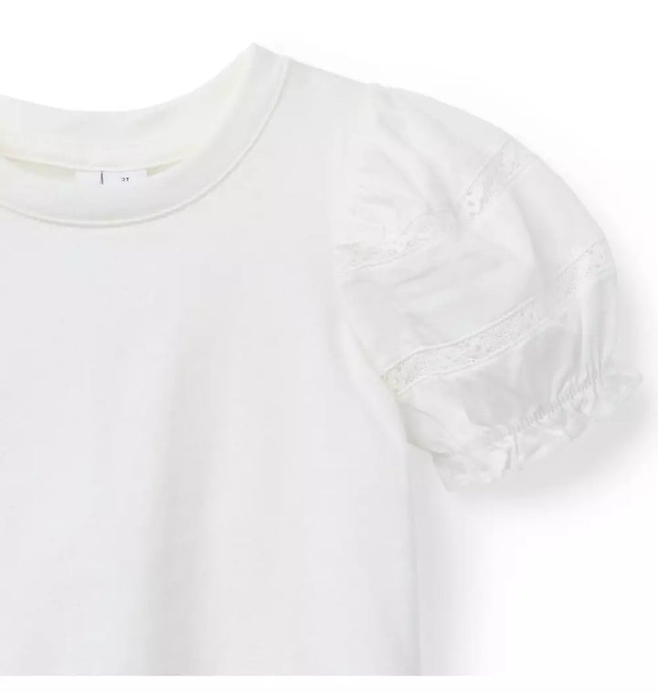JANIE & JACK NIÑA TSHIRT LACE PUFF M/C WHITE