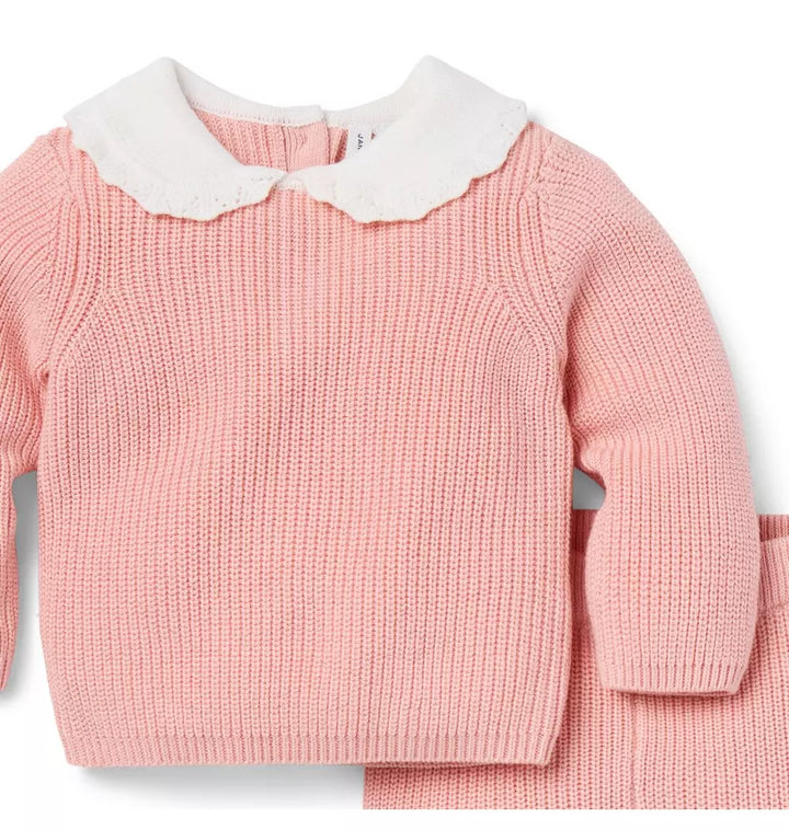 JANIE & JACK BEBE NIÑA CONJ. DE PANTALON CROCHET COLLAR PINK