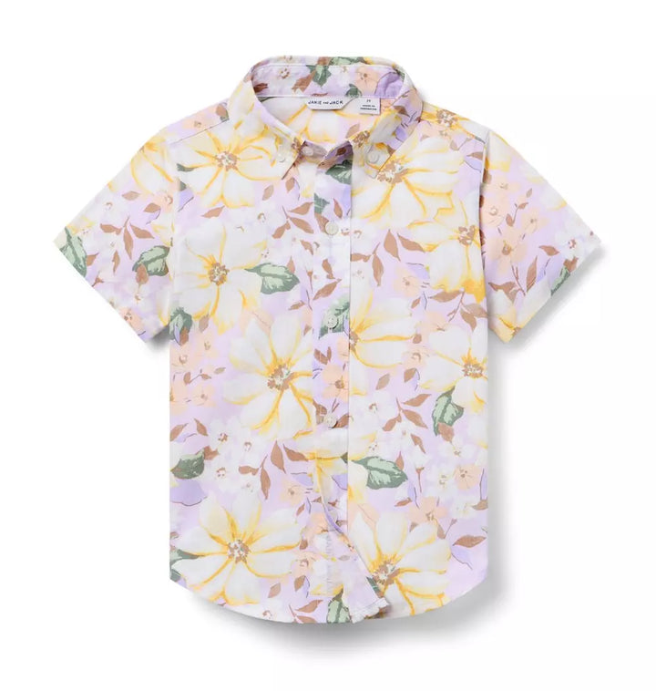 JANIE & JACK NIÑO CAMISA POPLIN FLORAL PRINT MULTICOLOR