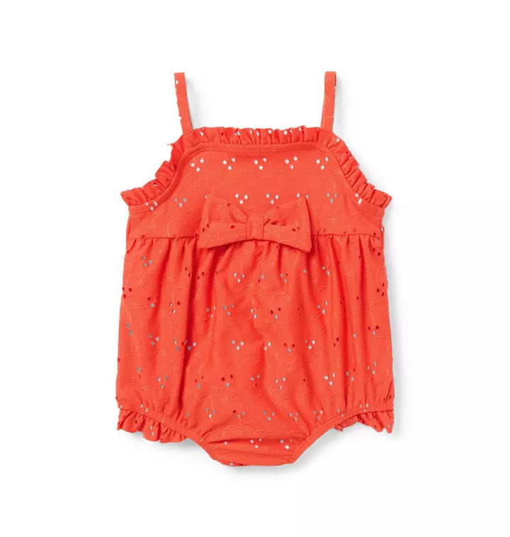 JANIE & JACK BEBE NIÑA VESTIDO DE BAÑO RED EYELET BOW