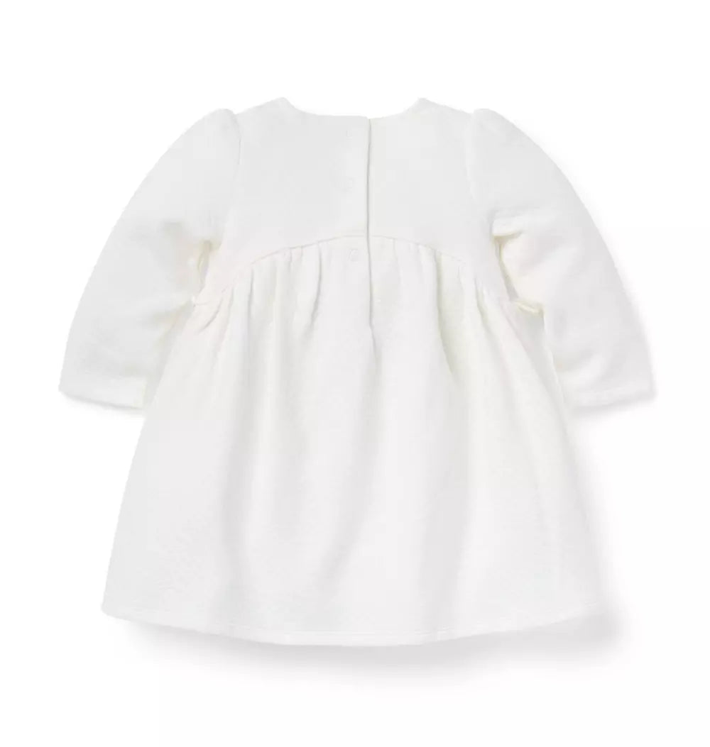 JANIE & JACK BEBE NIÑA VESTIDO MATELASSE M/L IVORY