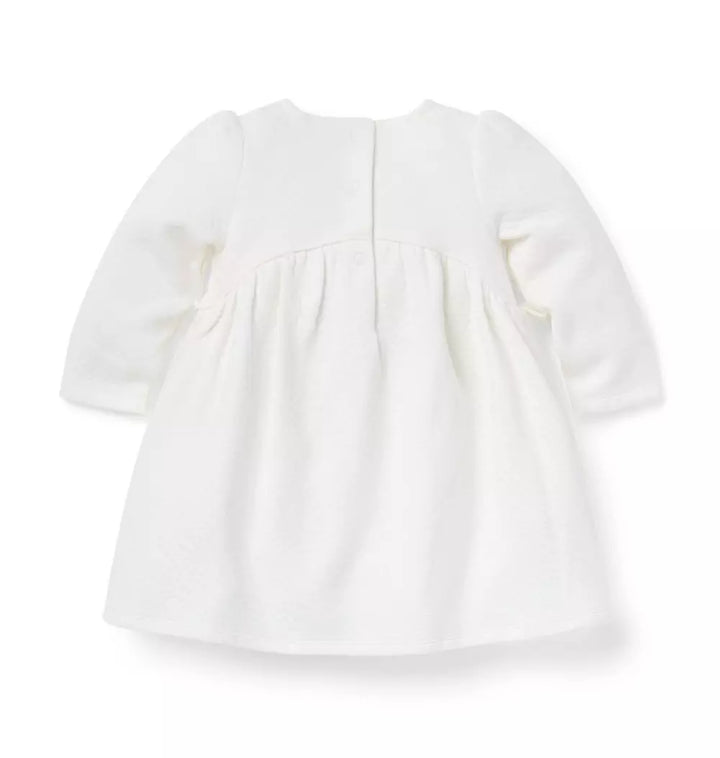 JANIE & JACK BEBE NIÑA VESTIDO MATELASSE M/L IVORY