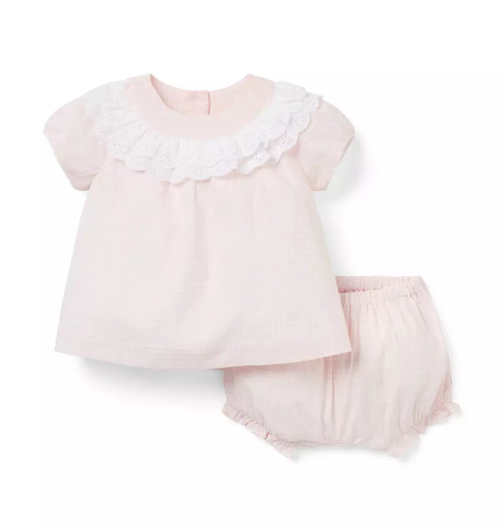 JANIE & JACK BEBE NIÑA CONJ DE SHORT IVORY