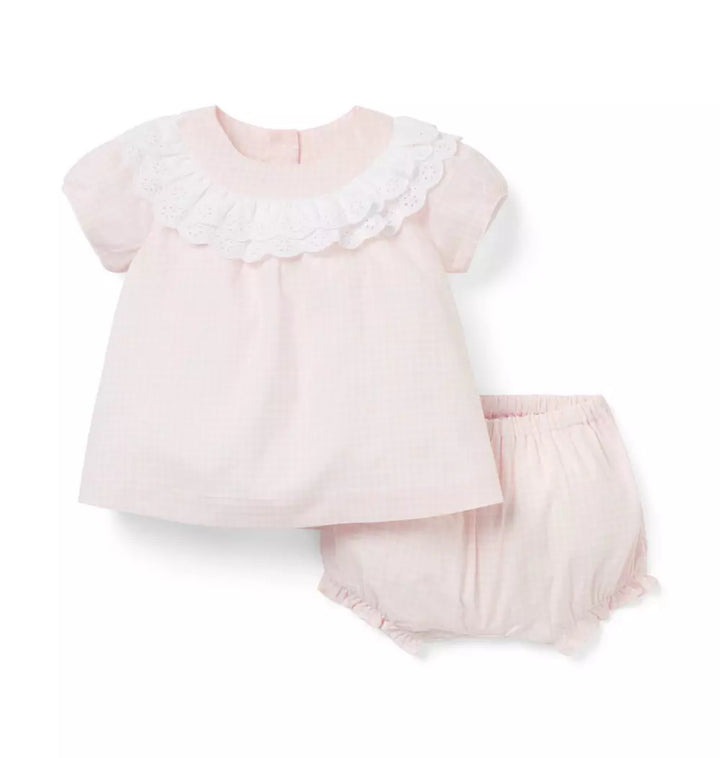 JANIE & JACK BEBE NIÑA CONJ DE SHORT IVORY