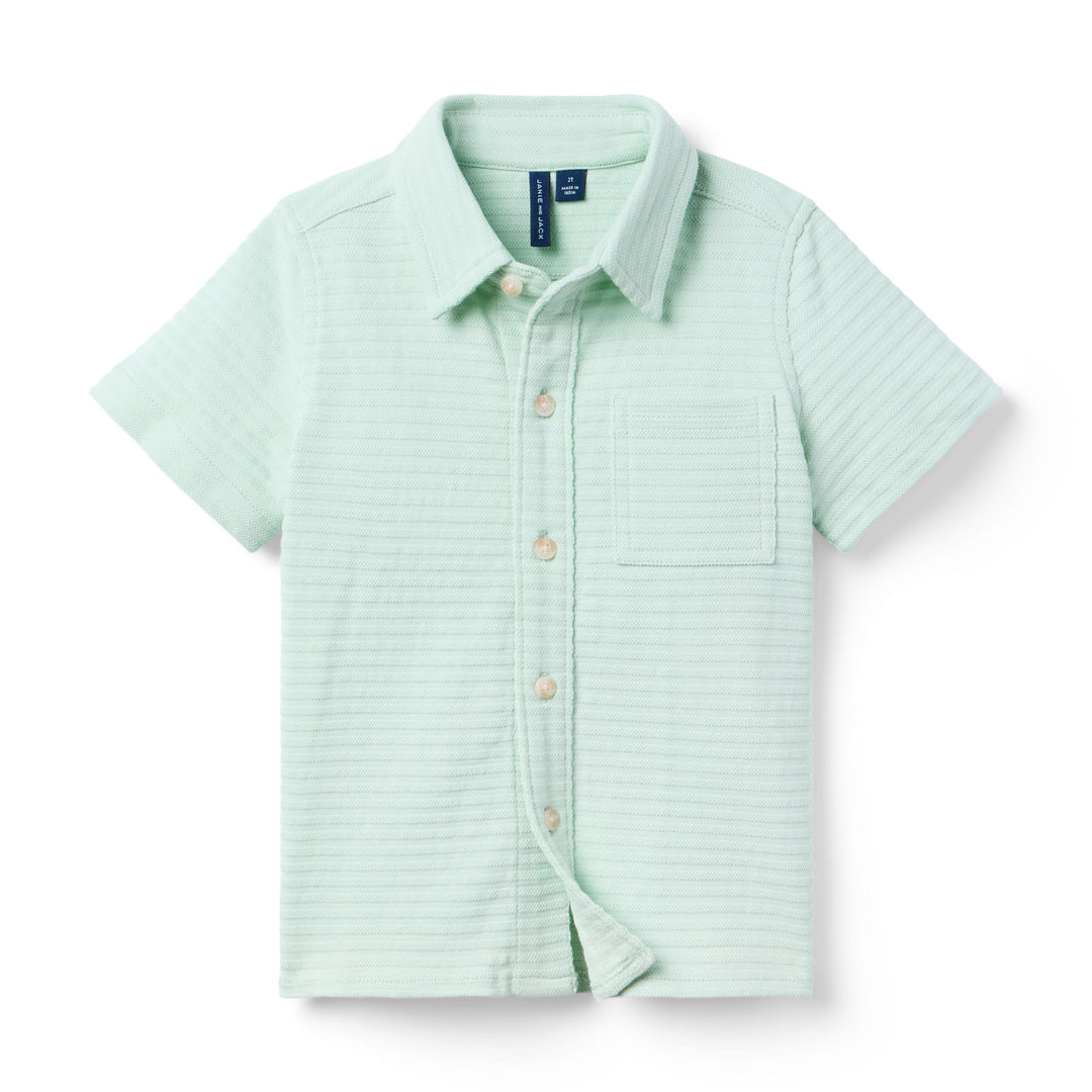 Janie &amp; Jack Camisa Aqua Txtr Bttn Dwn M/c para Niño