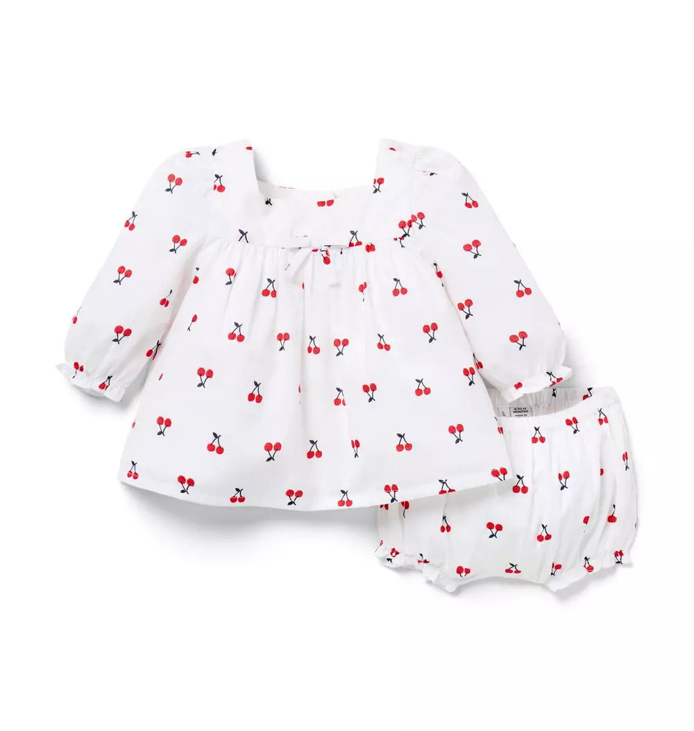 JANIE & JACK BEBE NIÑA CONJ DE SHORT CHERRY FLORAL