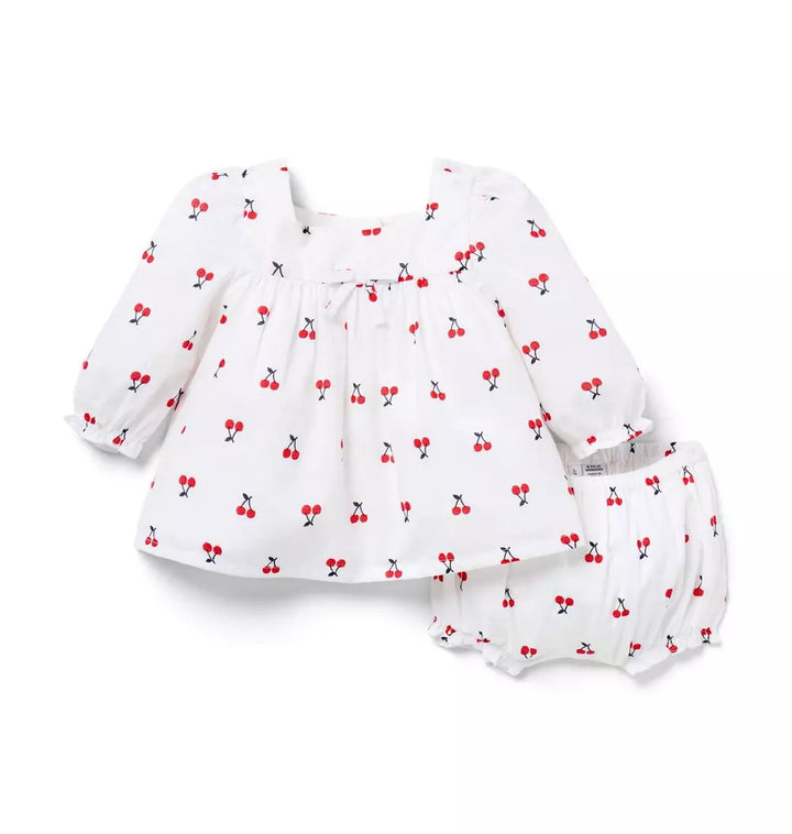JANIE & JACK BEBE NIÑA CONJ DE SHORT CHERRY FLORAL