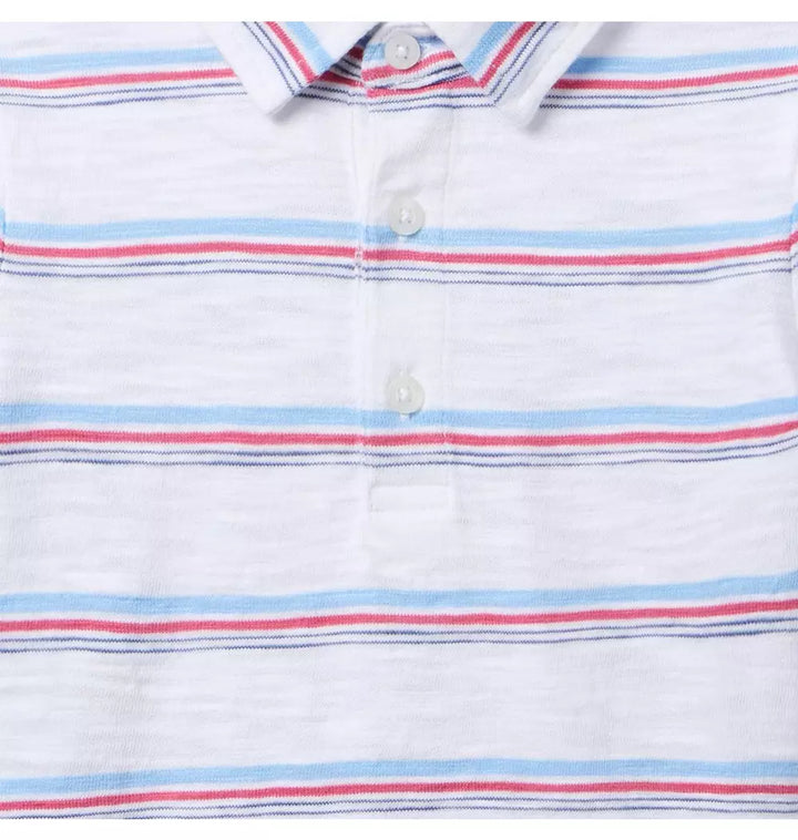 JANIE & JACK NIÑO POLO WHITE STRIPE MULTICOLOR