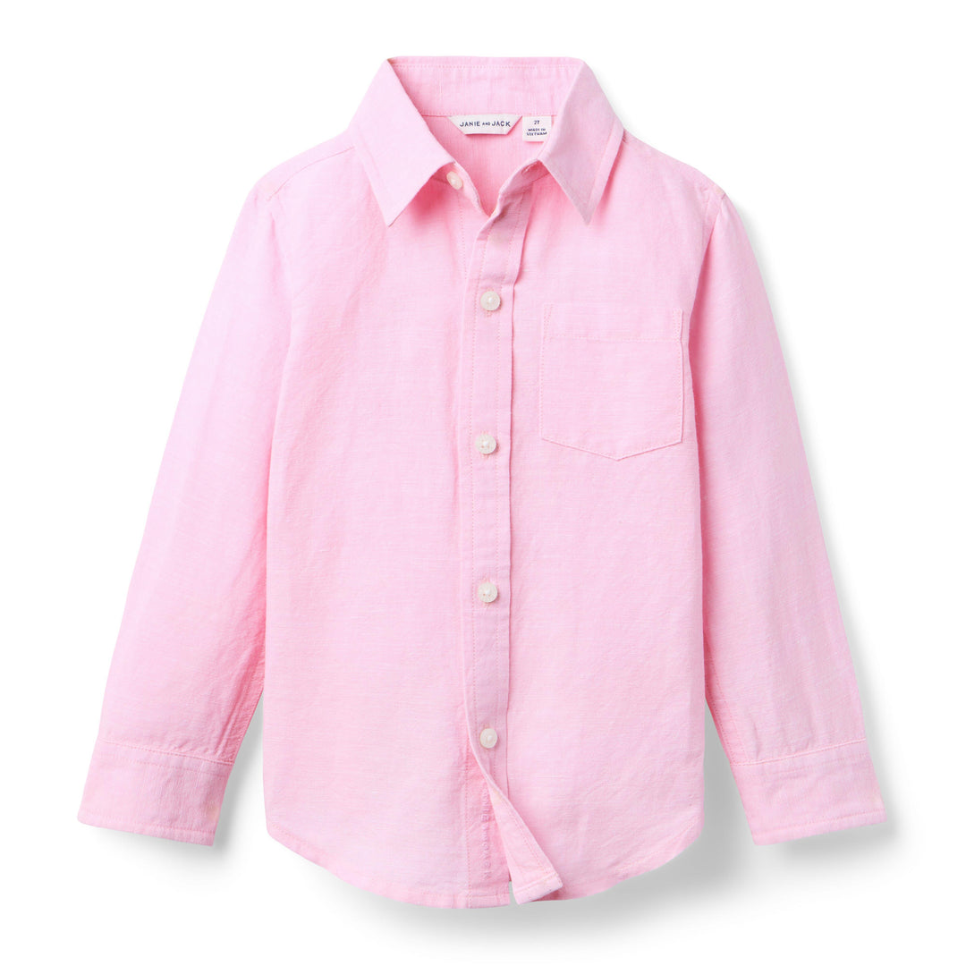 Janie &amp; Jack Camisa Linen Pink para Niño
