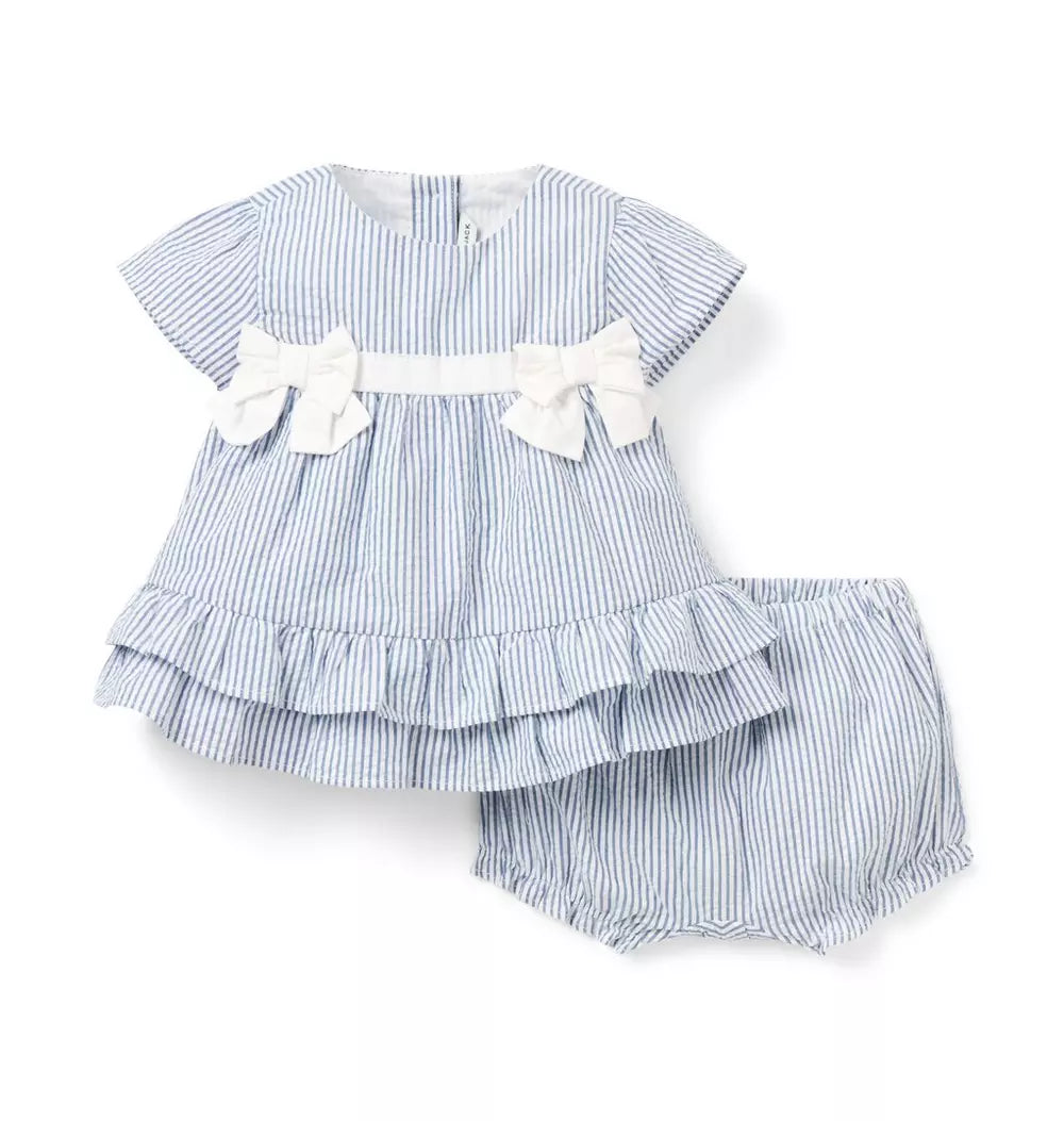 JANIE & JACK BEBE NIÑA CONJ DE SHORT STRIPED BLUE
