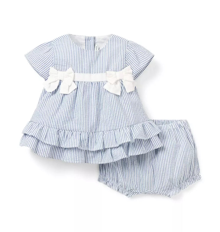 JANIE & JACK BEBE NIÑA CONJ DE SHORT STRIPED BLUE