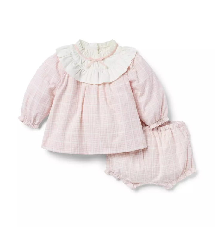 JANIE & JACK BEBE NIÑA CONJ DE SHORT PINK GINGHAM