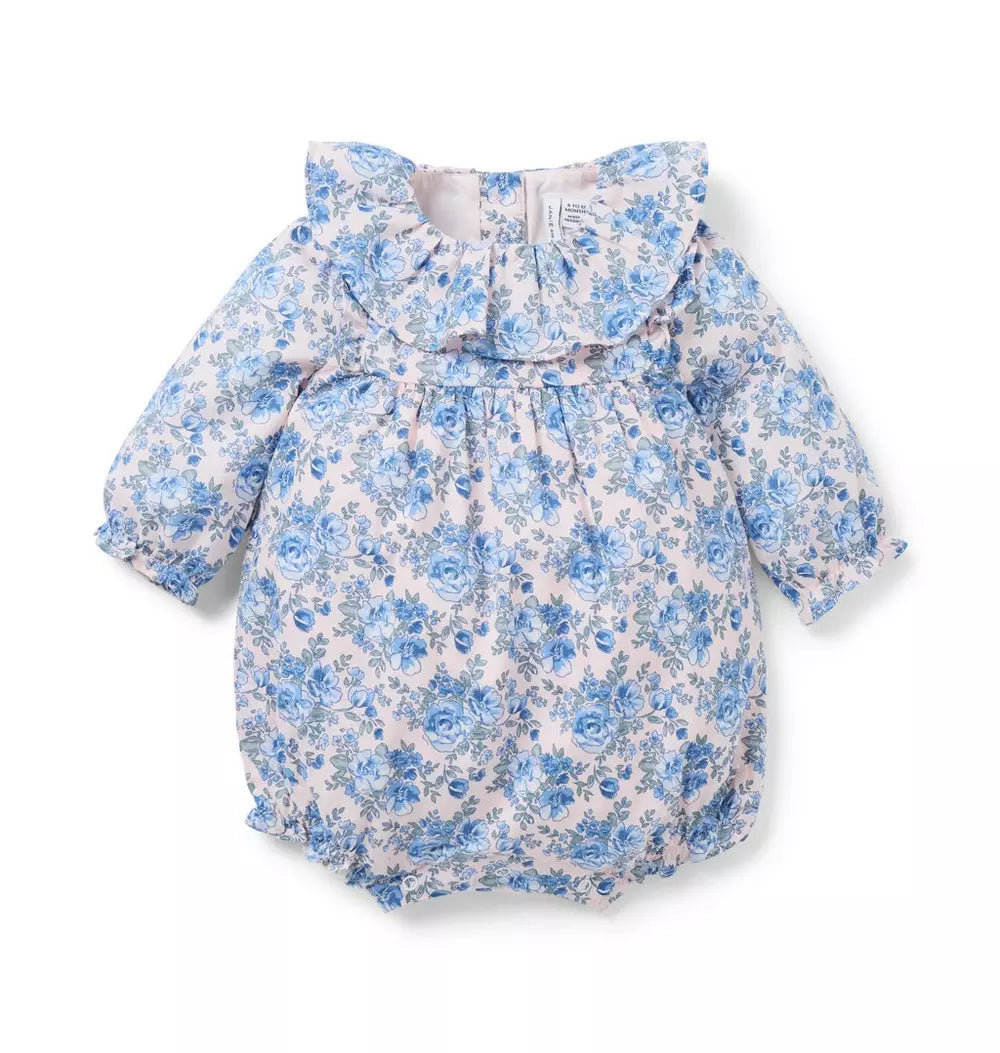 JANIE &amp; JACK BEBE NIÑA BLUSA RUFFLE COLLAR BUBBLE W2 MULTI FLORAL M/L