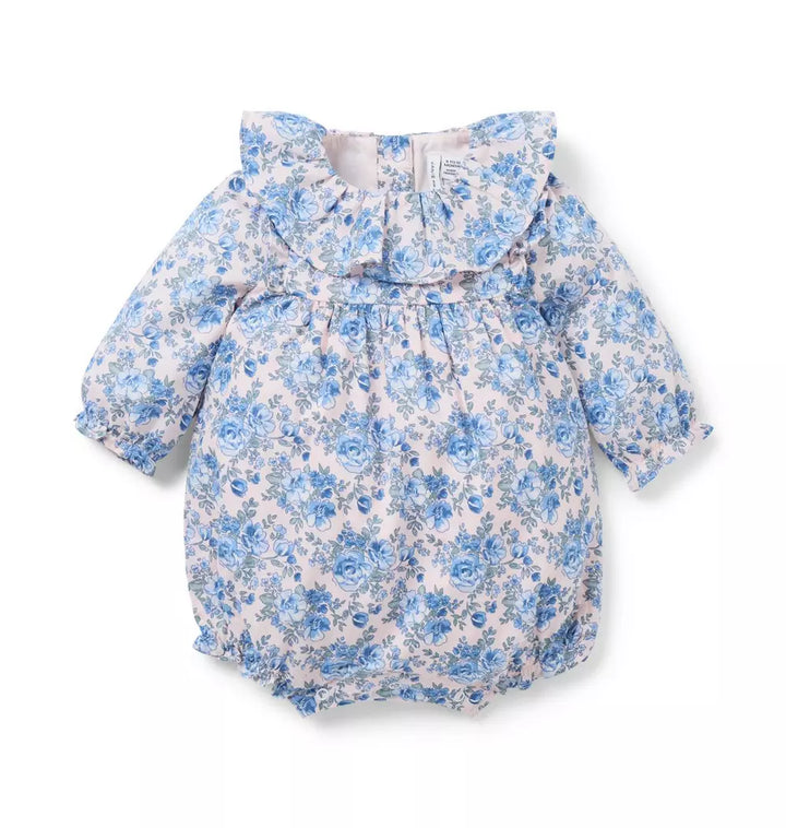 JANIE &amp; JACK BEBE NIÑA BLUSA RUFFLE COLLAR BUBBLE W2 MULTI FLORAL M/L